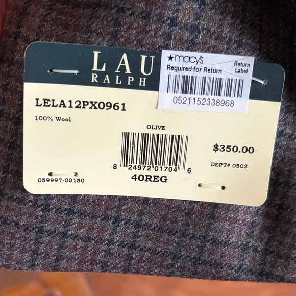 Ralph Lauren Men's Checkered Brown Blazer